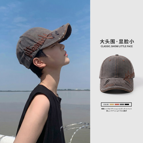 深灰色鸭舌帽男新款潮流