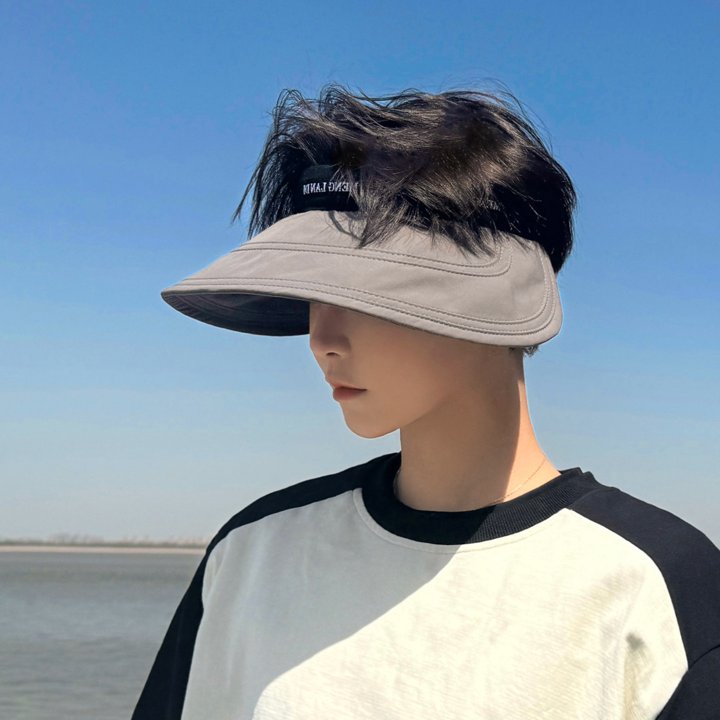 防晒帽男士帽子男夏季太阳帽男款大檐遮阳帽男生防紫外线空顶草帽