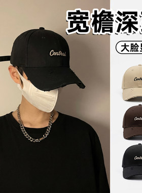 黑色鸭舌帽~~男生黑帽檐的大头