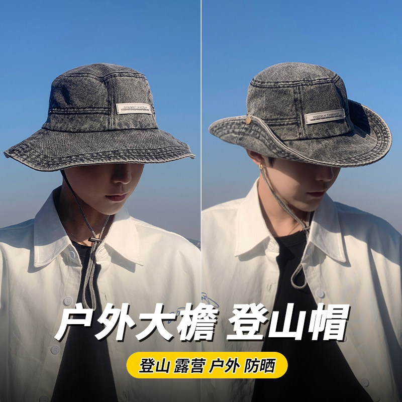 柔立牛仔渔夫帽户外登山防晒遮阳图片