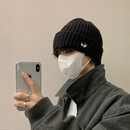 大头围针织帽男帽潮牌棉帽 冷帽男冬天黑色毛线帽男士 帽子男款 冬季