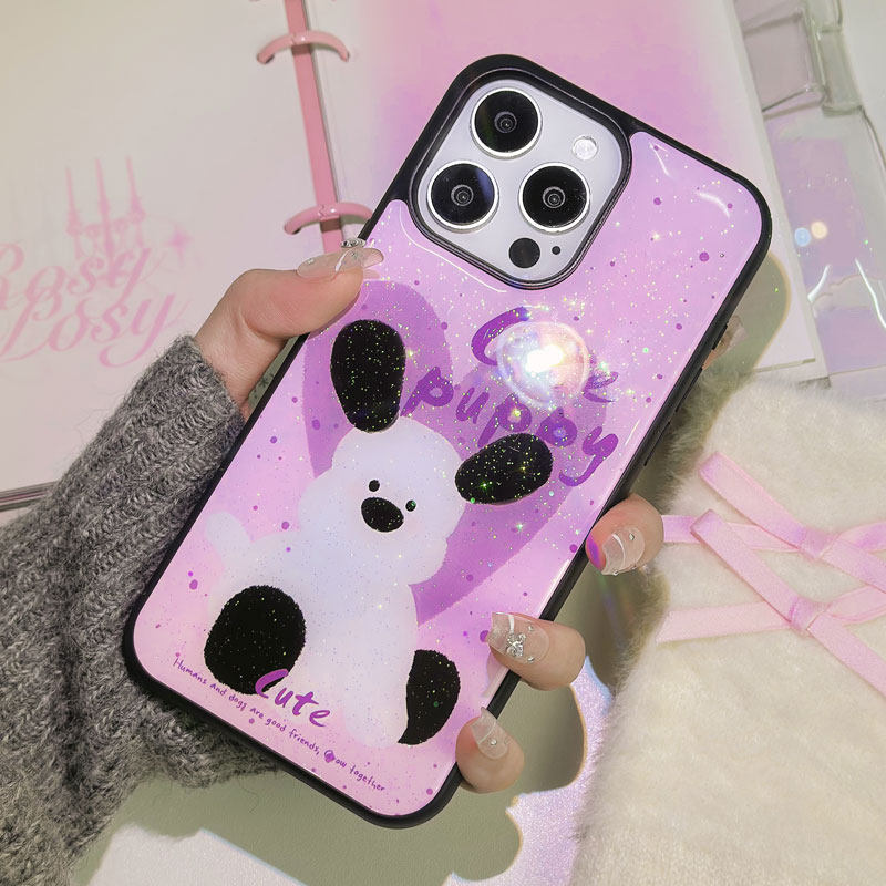 2025新款手机壳苹果紫色大耳狗狗适用iPhone16promax15promax保护套壳14/13/12情侣男女款可爱