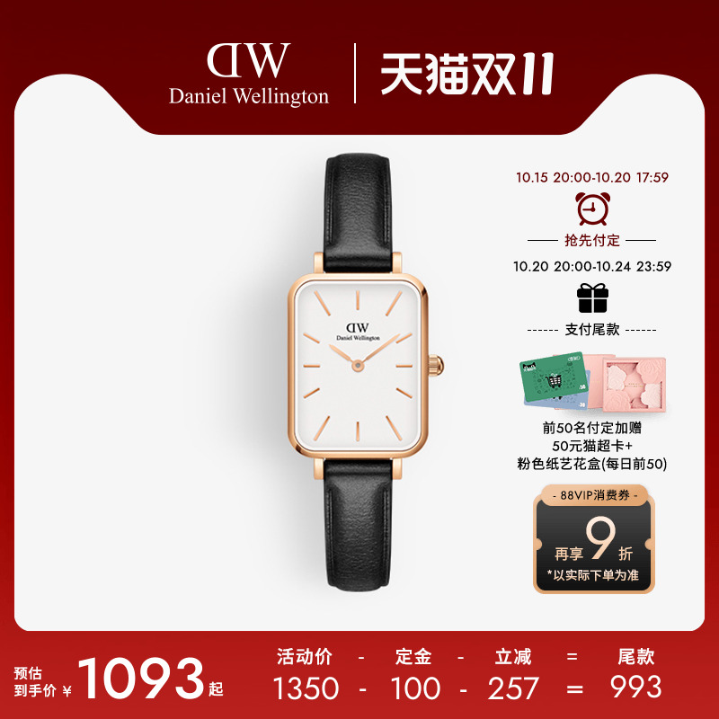 dw手表女款小众女士石英皮质腕表