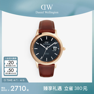 男士 手表黑色商务男表 ICONIC机械小精钢腕表皮带款 DW机械表男款