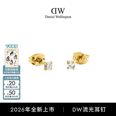 DW流光锆石耳钉配饰精巧闪耀