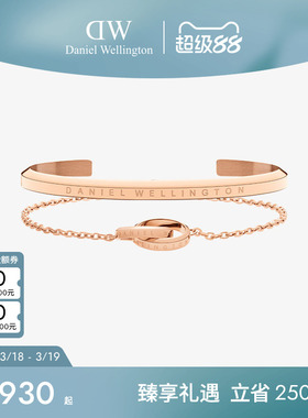 DW手链手饰女款配饰套装女玫瑰金色小双环手链简约手镯轻奢叠戴