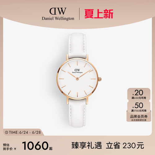 dw手表女皮质石英圆表
