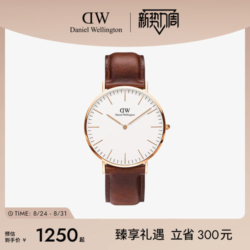 dw手表男棕色皮质男表