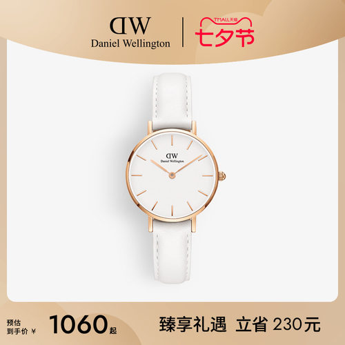 dw手表女皮质石英圆表