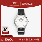 DW手表男女款 28MM ICONIC系列织纹小精钢腕表简约无秒针