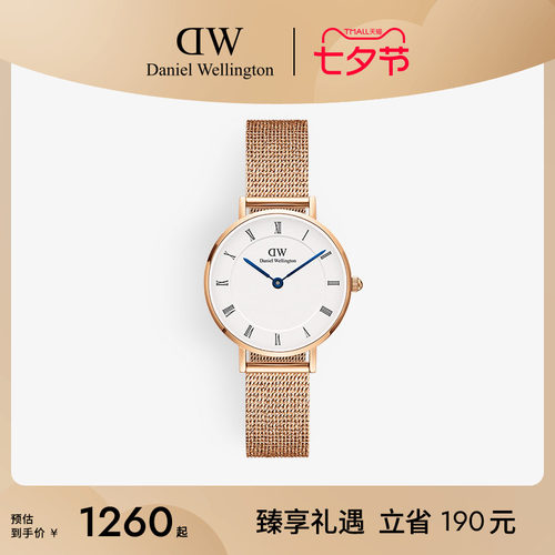 DW女表小蓝针腕表罗马数字刻度