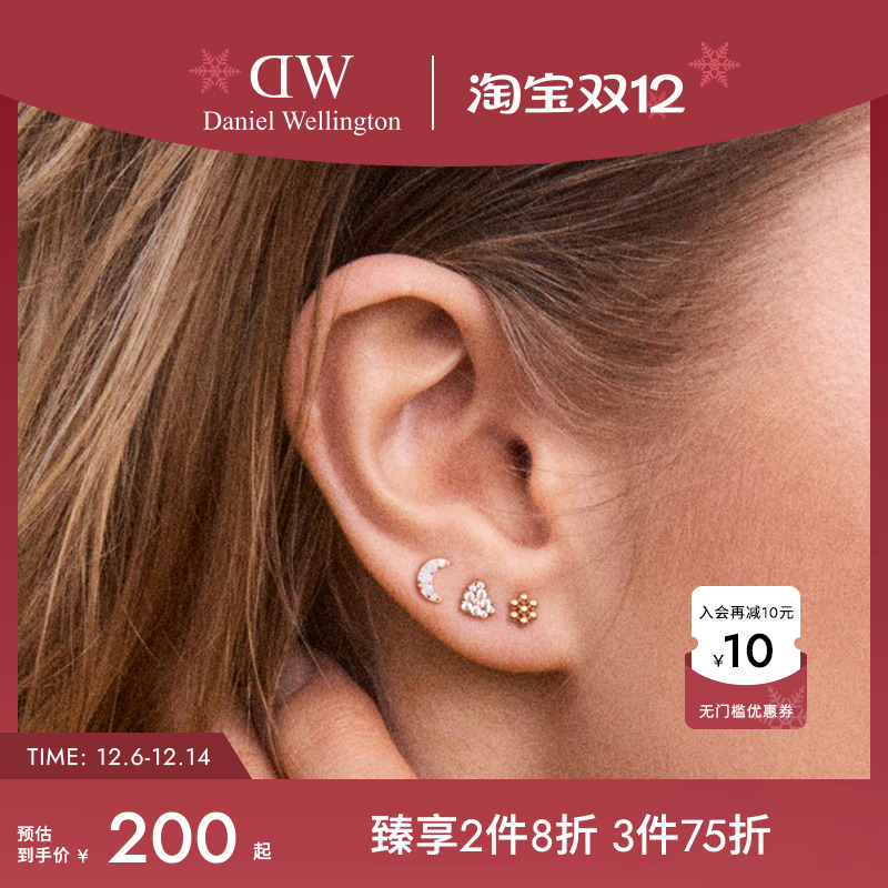 DW耳饰女玫瑰金色耳钉