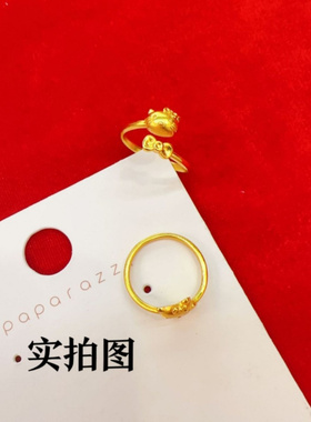 Kitty猫咪戒指黄金色新款可爱卡