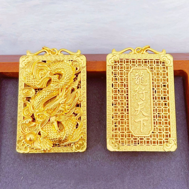 沙金饰品龙牌吊坠男士方牌挂坠霸