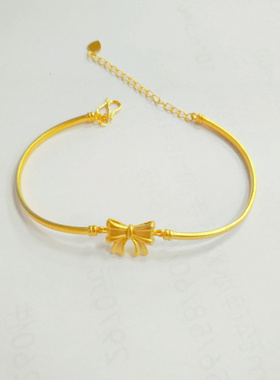 黄金色蝴蝶结四叶草手链周家同款