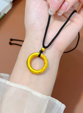 金店同款古法沙金祥云平安扣吊坠