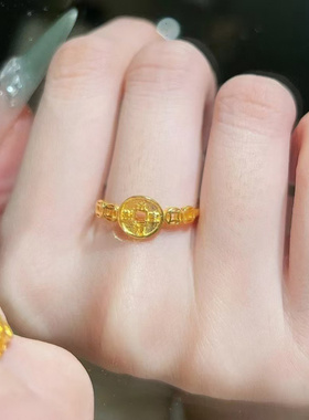 越南沙金活口戒指女款气质玫瑰花