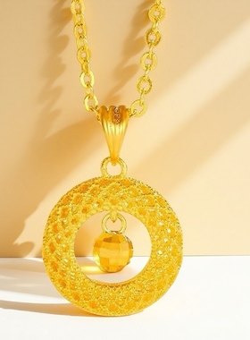 越南沙金吊坠女捕梦网花丝平安项