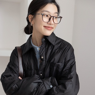 黑色轻薄羽绒服女冬季2025新款宽松廓形高级感休闲白鸭绒韩版外套