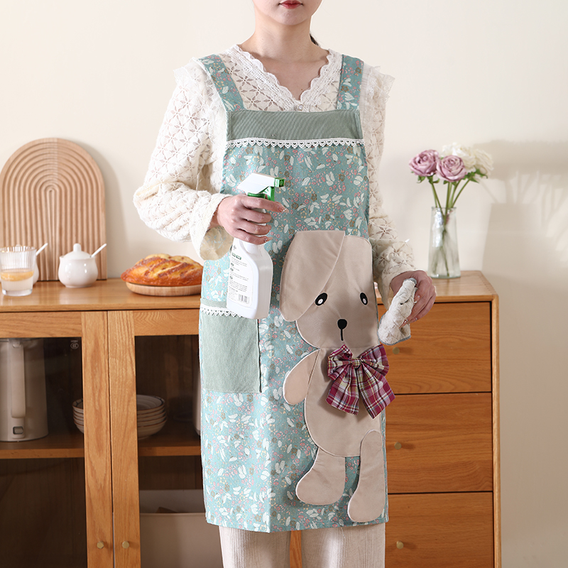 家用卡通防油污碎花围裙工作服