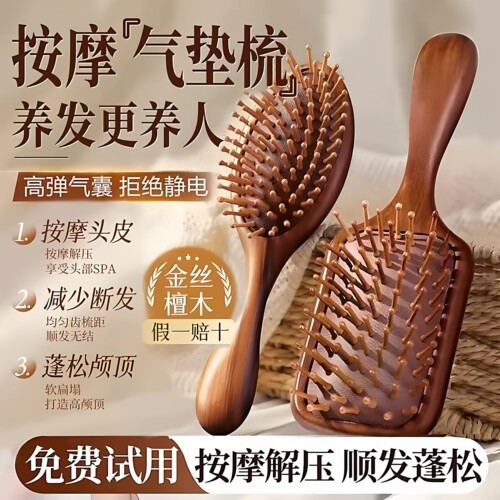 檀木气垫梳子气囊梳按摩头部经络