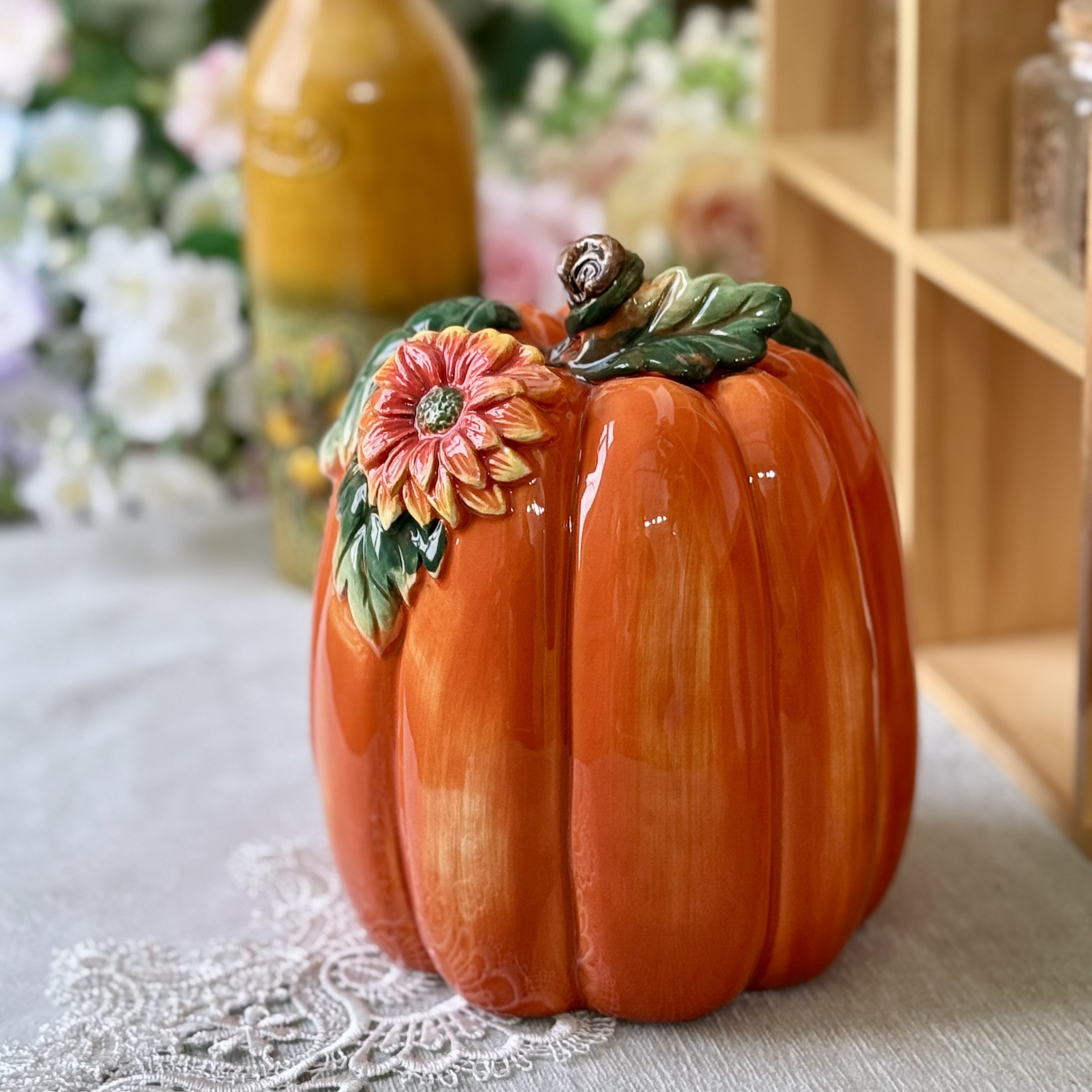 美国FF手工釉下彩桔红色南瓜陶瓷家居饰品玄关玻理柜摆件装饰品,家居饰品,桌面摆件,淘宝优惠券,粉丝福利购,淘宝优惠卷