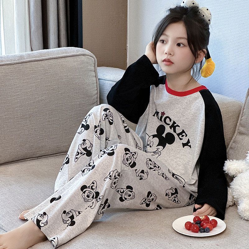 女童家居服套装休闲春秋季2025新款初中生女孩长袖儿童长裤睡衣