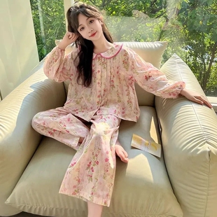 女童睡衣套装 中大童睡衣空调服 长袖 女童睡衣公主风家居服春秋新款