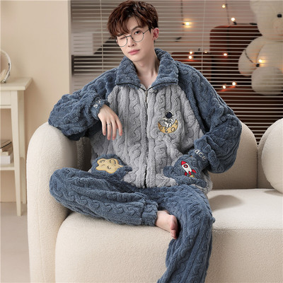 青少年大童睡衣男孩珊瑚绒秋冬季