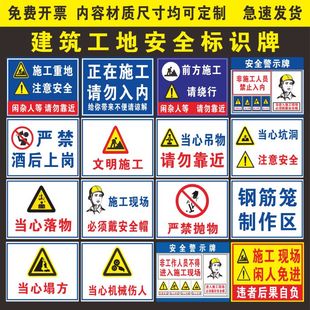 建筑工地安全标识建筑工地五牌一图项目部八大员岗位职责KT板海报