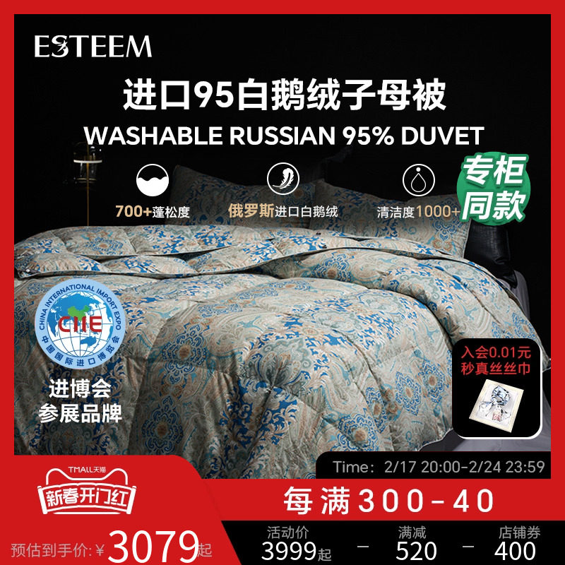 ESTEEM/宜庭菲尔德可水洗俄罗斯进口95鹅绒被子母被【专柜同款】