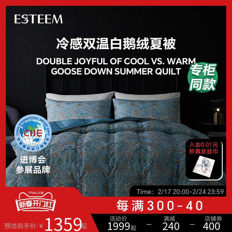 ESTEEM/宜庭冰火之欢夏被95白鹅绒冷感可水洗空调被【专柜同款】