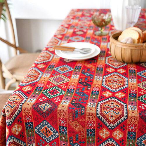 高级感复古桌布加厚民族风喜庆茶几布文艺提花餐桌台布长方形圆形