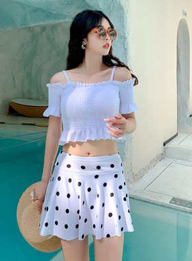 女泳衣批发88243发两件套分体裙式小清新学生少女2025年新款泳装