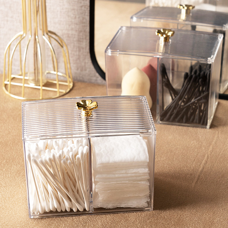 化妆棉收纳盒梳妆台卸妆棉棉签储物盒桌面透明化妆品盒子带盖防尘,收纳整理,桌面收纳盒,淘宝优惠券,粉丝福利购,淘宝优惠卷