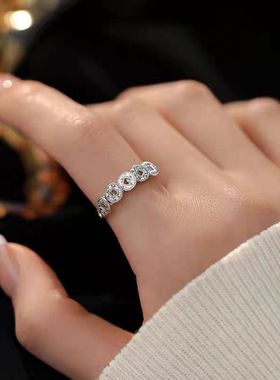 碎冰冰五帝钱招财戒指女新款小众高级感转运设计开口可调节食指