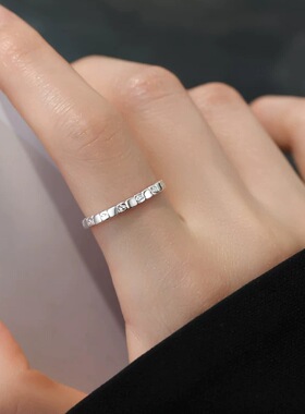 方块肌理戒指女小众设计感轻奢食指戒高级感开口可调节不挑手围