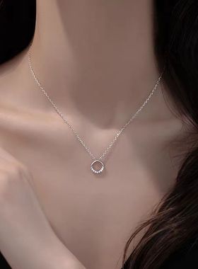 925纯银几何方形项链女轻奢小众2025新爆款颈链高级感锁骨链