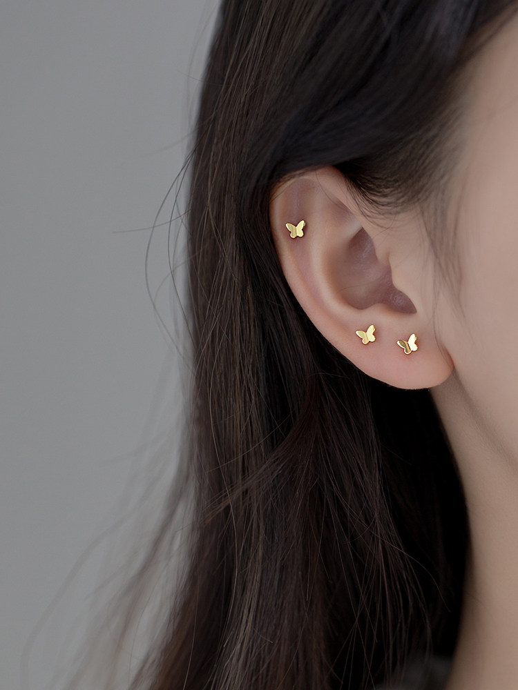 s925银耳钉女韩版小清新甜美简约昆虫光面蝴蝶气质耳饰品,饰品/流行首饰/时尚饰品新,耳钉,淘宝优惠券,粉丝福利购,淘宝优惠卷