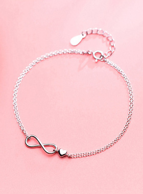 光面8字形手链女韩版小清新甜美简约气质小众设计无穷大手饰