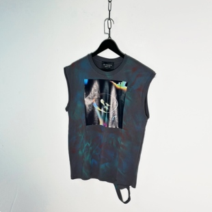 【sharkcolor】remake雪distance/capper扎染抽象无袖背心T恤打底