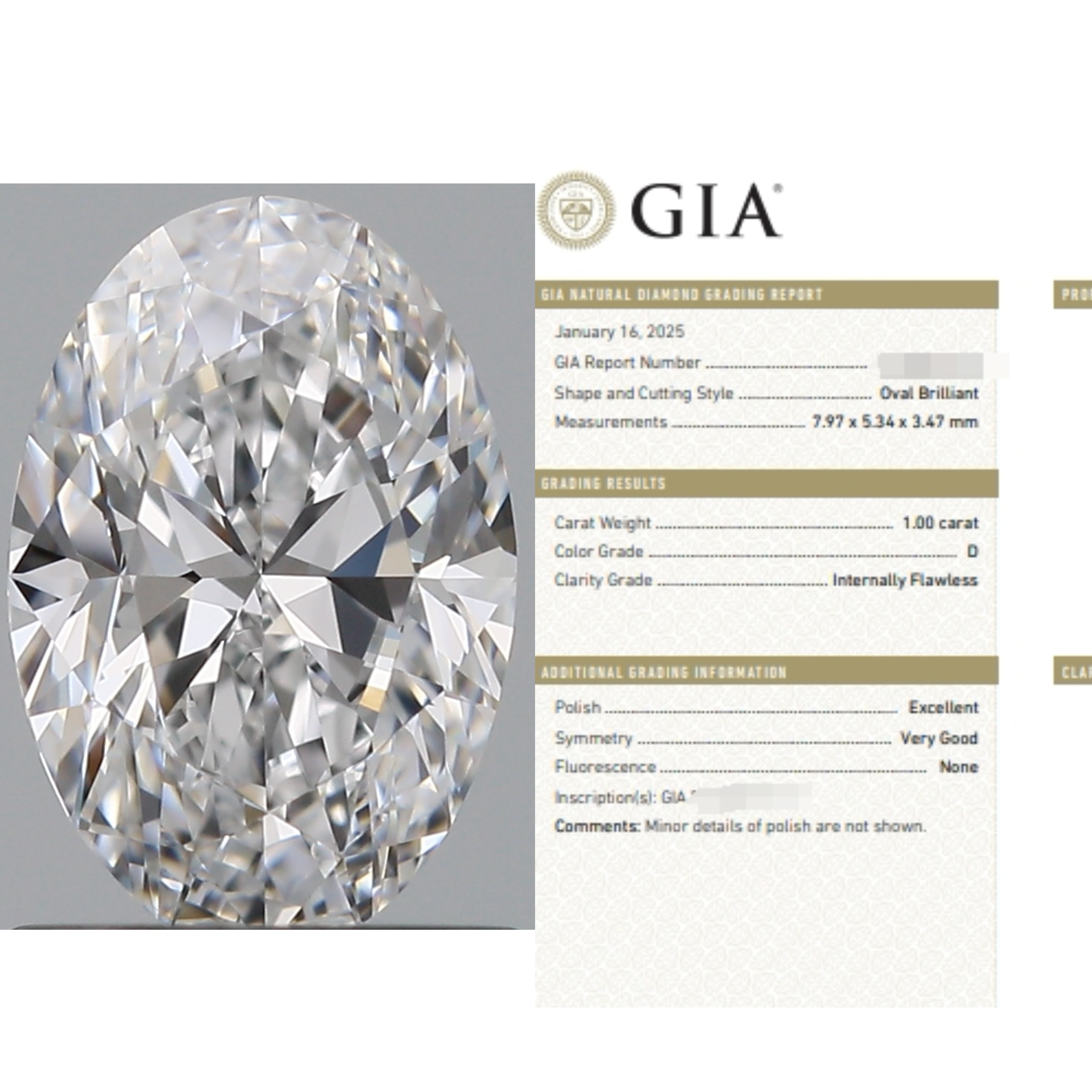 先恩尼1ct D IF gia椭圆钻石裸钻天然钻非igi实验室
