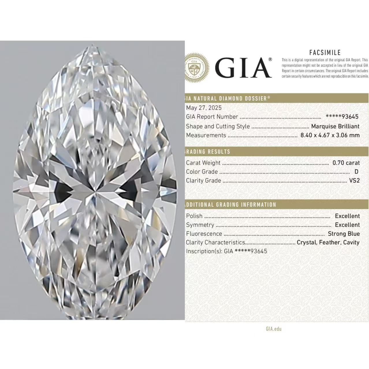 0.7 D VS2 gia侯爵马眼钻石裸钻天然钻非igi实验室