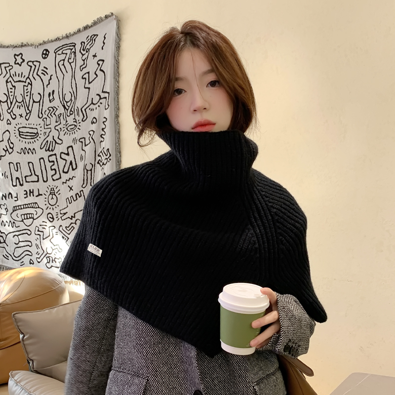 围巾女秋冬季新款时尚外搭套头围脖女纯色韩版脖套毛线针织披肩潮