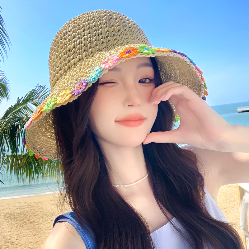 沙滩大头围草帽女2025新款夏季海边遮阳防晒太阳帽草编度假显脸小