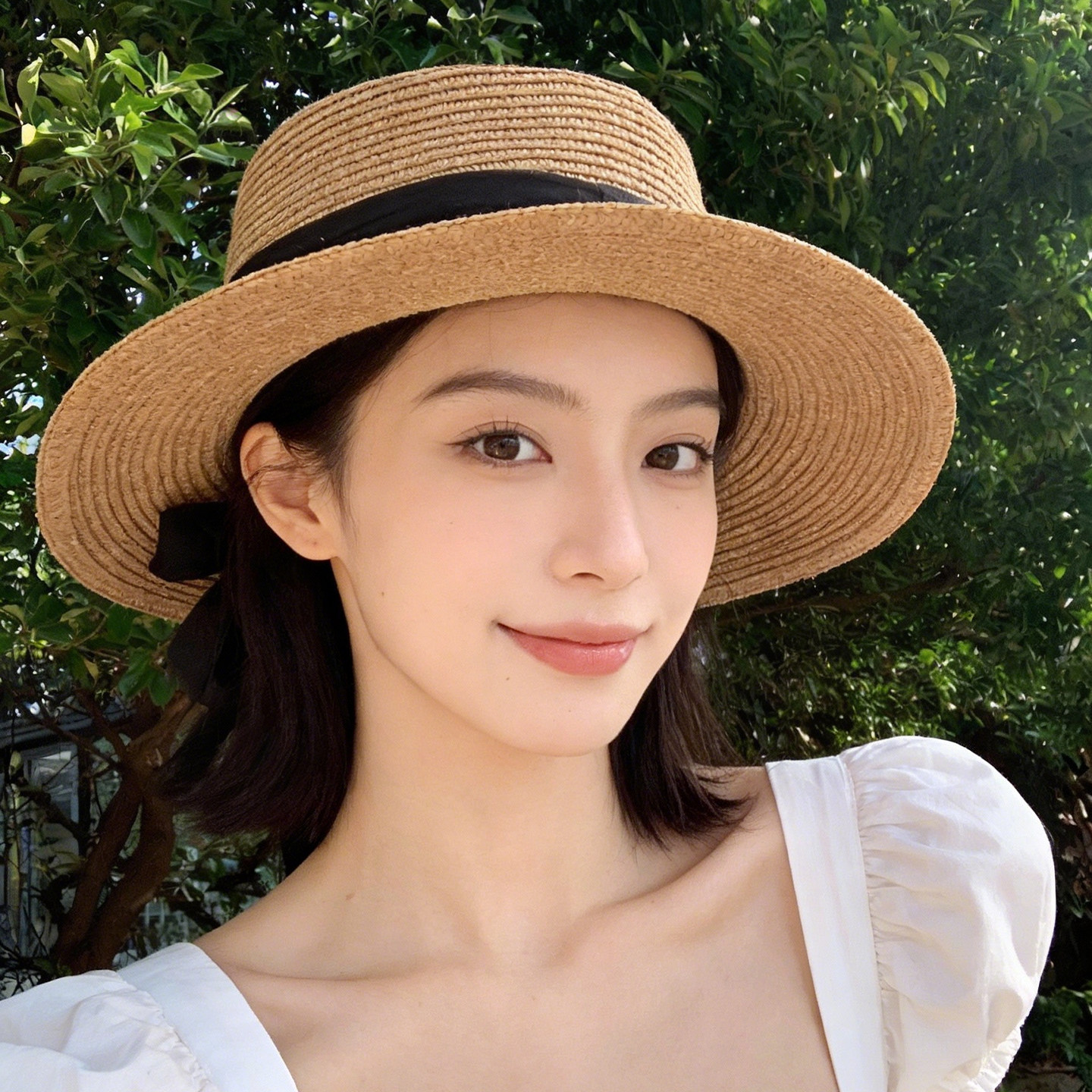 2026新款夏季遮阳帽法式草编平顶草帽海边沙滩防晒帽子防紫外线女