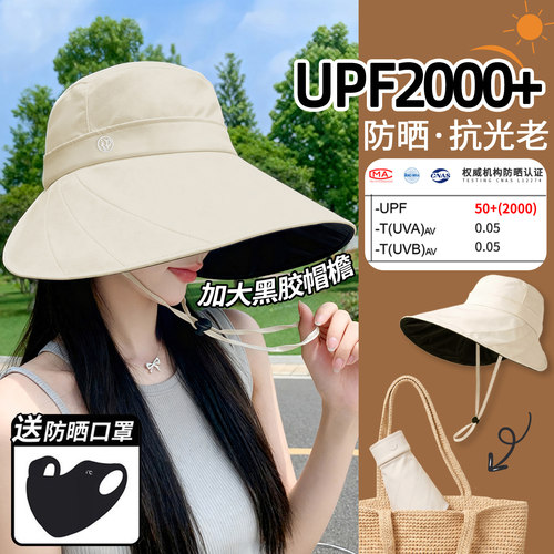 2026新款高颜值大帽檐黑胶防晒帽