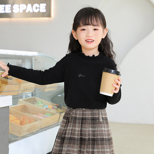 女童长袖t恤加厚秋冬款2024新款儿童打底衫女孩中大童潮百搭上衣