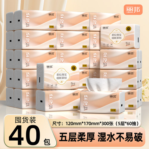 丽邦抽纸300张家用实惠装