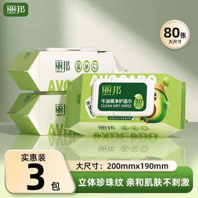 丽邦湿巾80片湿纸巾家用大包